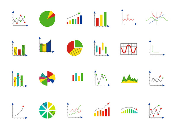 Charts vector icons set - Vector, Image