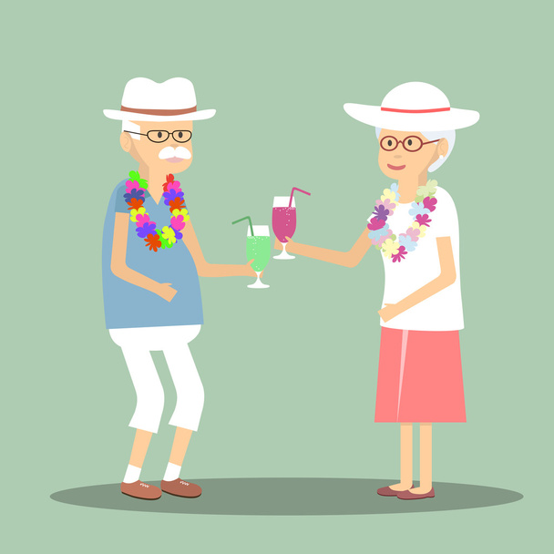 Coppia anziana bere un cocktail
 - Vettoriali, immagini