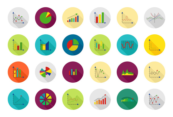 Charts vector round icons set - Vector, Image