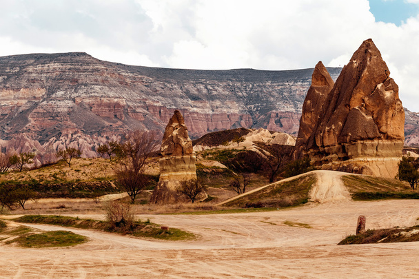 Panorama of unique geological formations in Cappadocia, Turkey.  - Foto, afbeelding