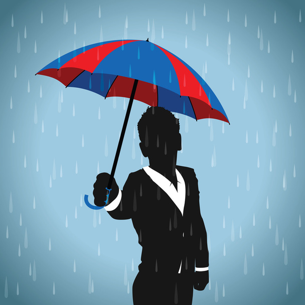 Zakenman met paraplu - Vector, afbeelding
