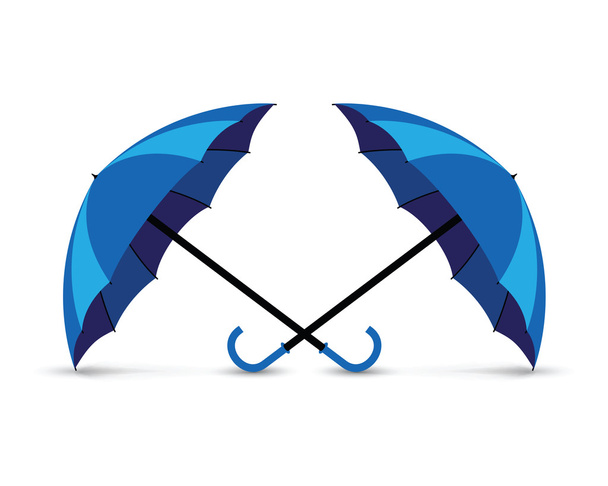 zwei blaue Regenschirme - Vektor, Bild