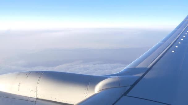 skrzydła samolotu nad chmurami - Materiał filmowy, wideo