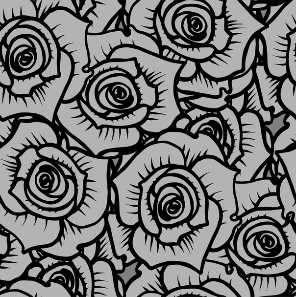 Seamless pattern of gray graphic quality roses - Vektor, Bild