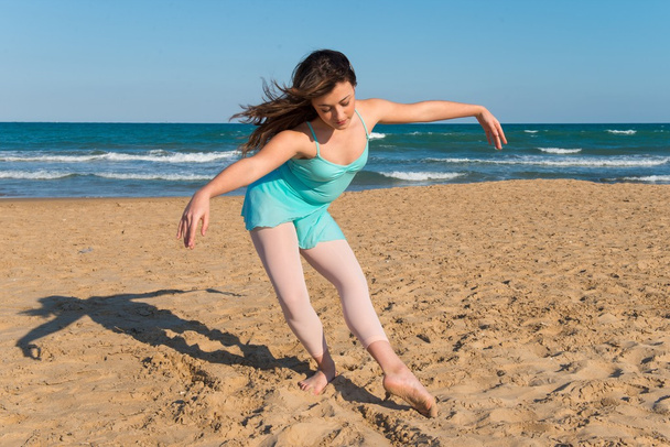 Teenager girl dancing outdoor - Фото, изображение
