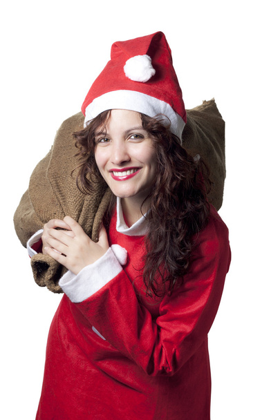 Santa vrouw met zak - Foto, afbeelding