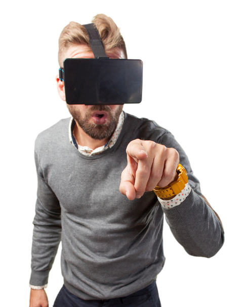 blond man with virtual glasses - Foto, immagini