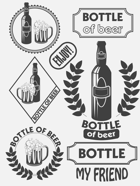 Vintage zanaat bira bira amblemleri, etiketler ve tasarım elemanları. Bira en iyi arkadaşım. Vektör - Vektör, Görsel