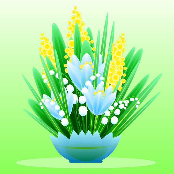 Delicate bouquet of spring forest flowers for your design. Floral background. Vector - Vector, Image