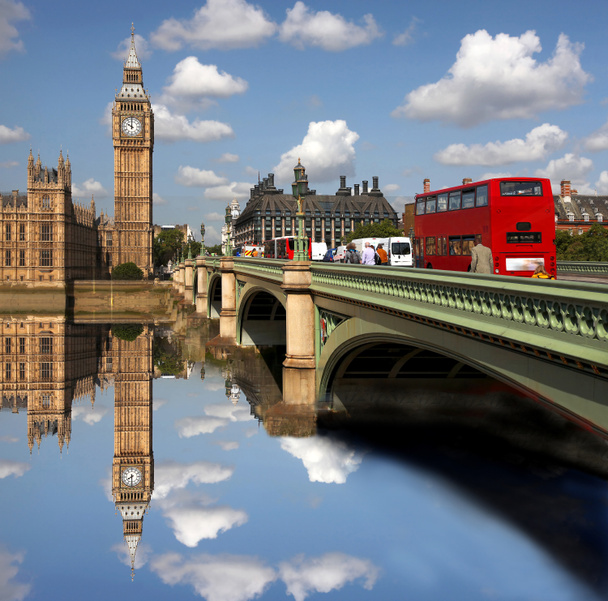 Big Bena z double decker, Londyn, Wielka Brytania - Zdjęcie, obraz