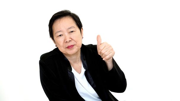 happy business asian woman manager success thumb up on white isolated background - Фото, зображення