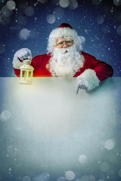 Santa claus with lantern - Fotoğraf, Görsel