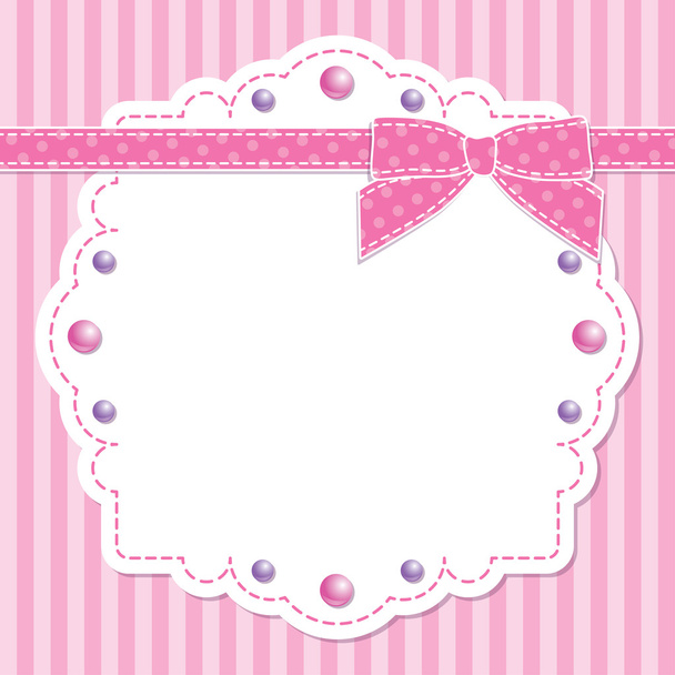 Pink frame with bow - Διάνυσμα, εικόνα
