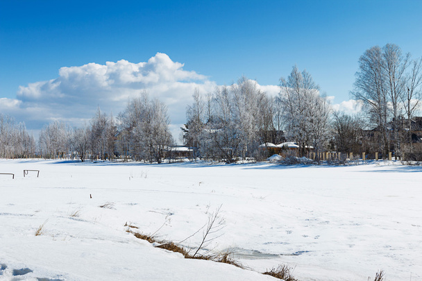 ロシアの冬雪の林道 - 写真・画像