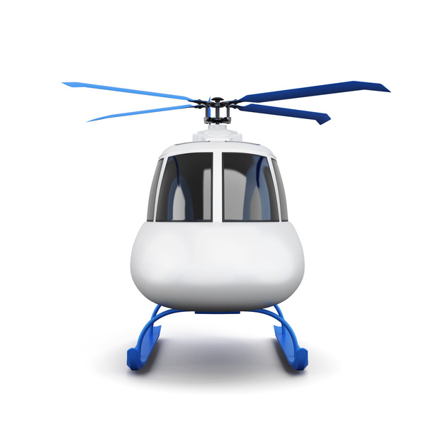 Helicóptero de brinquedo isolado no fundo branco. Vista frontal. Rend 3d
 - Foto, Imagem