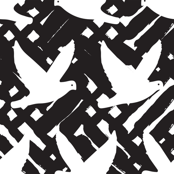 dove black and white abstract pattern - Vettoriali, immagini