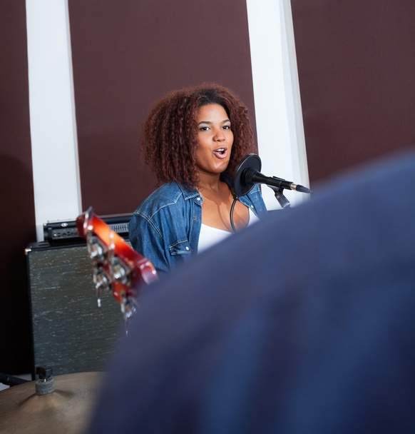 Female Singer Performing In Recording Studio - Photo, Image