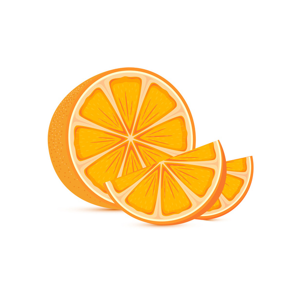 Fresh ripe orange and slices - Vettoriali, immagini