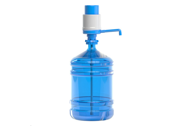 Drinking Water bottle with pump dispenser, 3D rendering - Zdjęcie, obraz