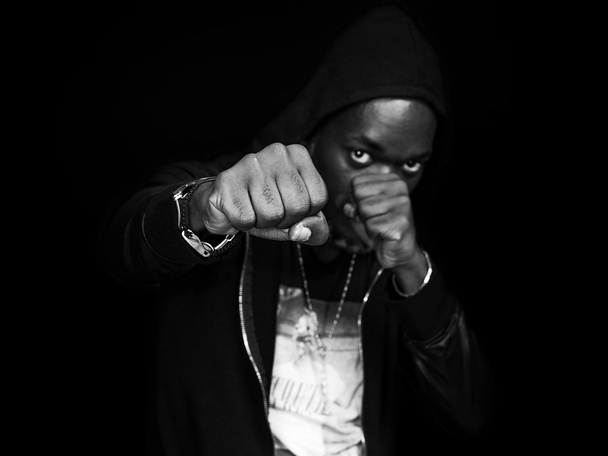 Taistelija afrikkalainen mies muotokuva musta ja valkoinen
 - Valokuva, kuva