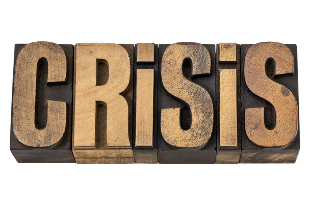 Crisis word in vintage wood type - Fotoğraf, Görsel