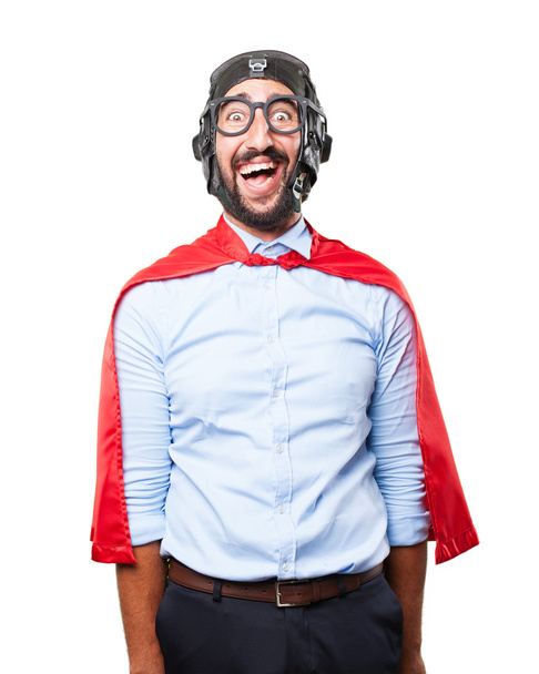 crazy hero with funny expression - 写真・画像