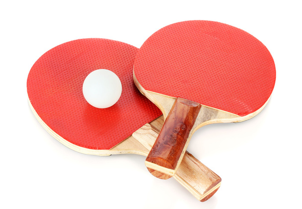 Ping-pong rackets and ball, isolated on white - Foto, Imagem