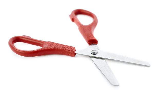 Red scissors isolated over the white background - Photo, image