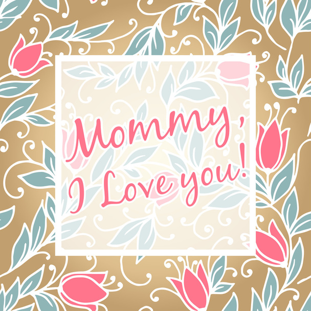 Happy Mothers day hand drawing floral congratulations card. - Vector, Image