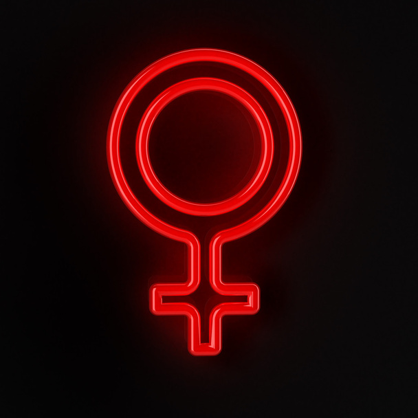 ネオン赤で女性のシンボル - 写真・画像
