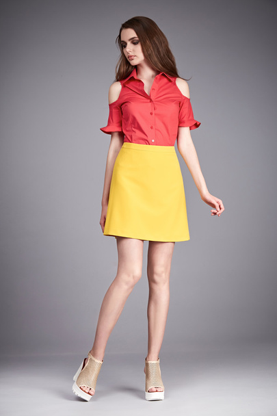 Dress woman clothes fashion style model collection blouse skirt - Fotoğraf, Görsel