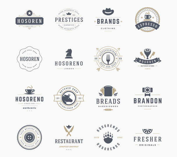 Vintage Logos Design Templates Set, Vector Design Elements. - Vecteur, image
