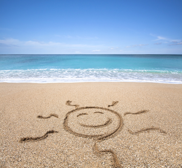 szczęśliwy słońce na plaży jasne niebo - Zdjęcie, obraz