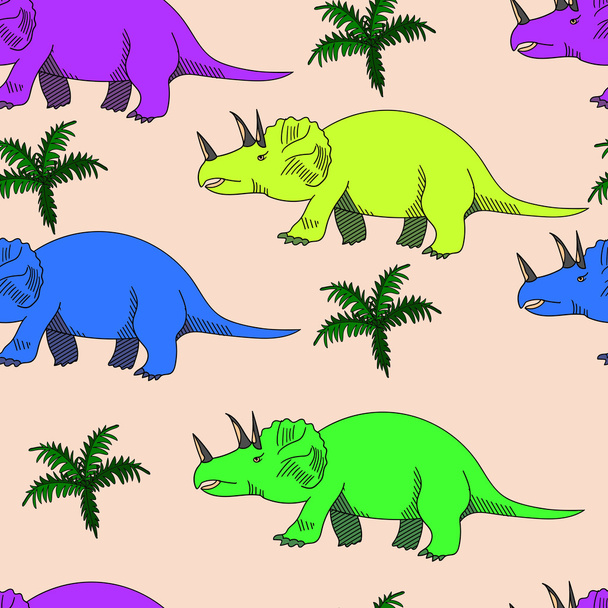 Illustration vectorielle sans couture Triceratops
 - Vecteur, image