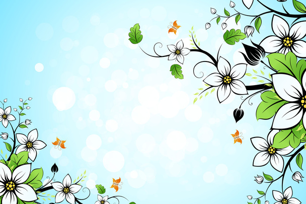 Leaves and flowers - Vector, imagen