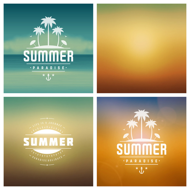 Summer Holidays Retro Typography Labels or Badges Design - Vettoriali, immagini