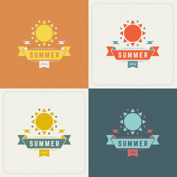 Summer Holidays Retro Typography Labels or Badges Design - Vektor, Bild