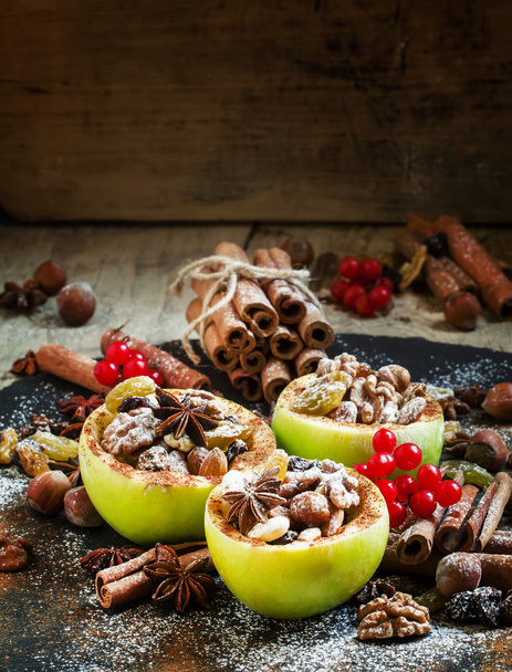 Ingredients for baked apples with nuts - Fotoğraf, Görsel