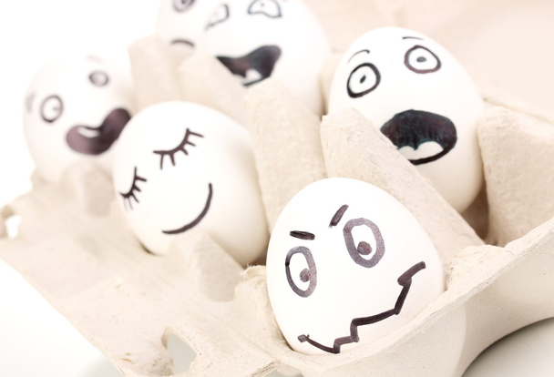 White eggs with funny faces - Φωτογραφία, εικόνα