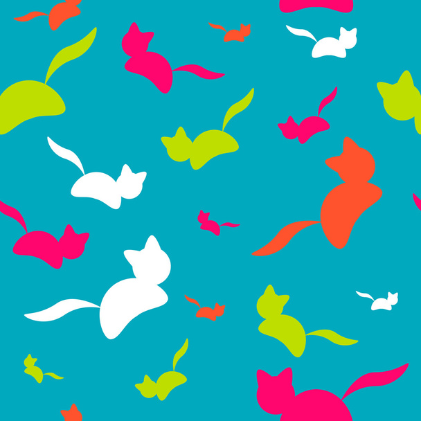 Colorful cats on seamless pattern - Вектор, зображення
