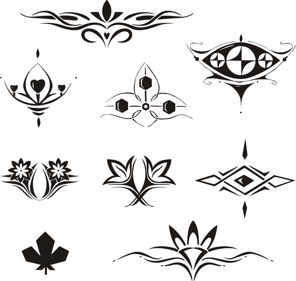 elementos decorativos florais simétricos
 - Vetor, Imagem