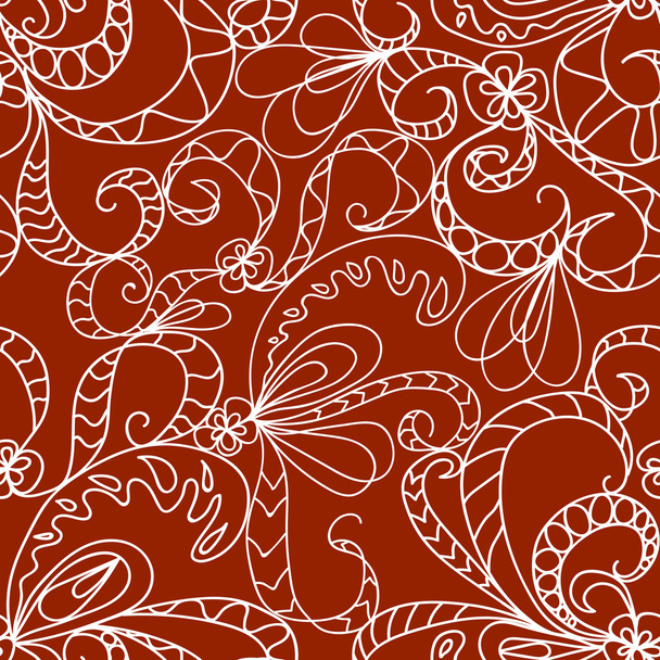 Abstract lines seamless pattern with flowers and curles - Вектор, зображення