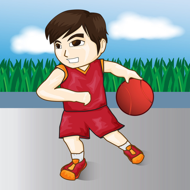 Vektor Junge spielt Basketball  - Vektor, Bild