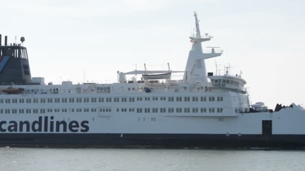 A ferry company Scandlines leaves the deep water port to Denmark. Located at Warnemuende - Footage, Video