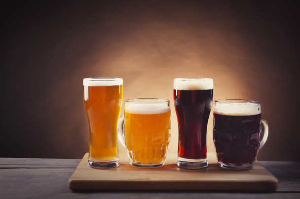Different sorts of draft beer - Photo, image