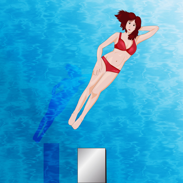 vector of a girl floating - Vector, Image
