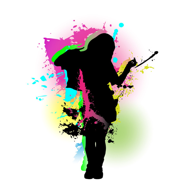 vector abstract background with female dancer silhouette  - Vector, Image