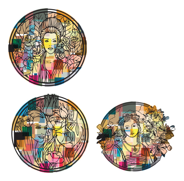 stain glass woman abstract vector - Vector, Image