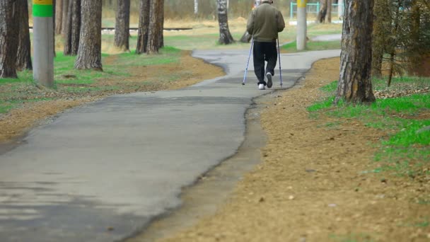 Starší muž cvičení v parku - Záběry, video