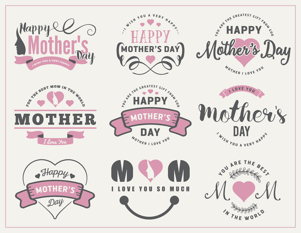 Hermoso Día de la Madre insignias y etiquetas de diseño
 - Vector, Imagen